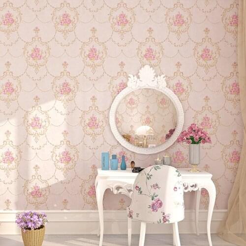 Fashion Design Wallpaper Floral 3d Room European Style Wallpaper Roll,non Woven Embossed Wallpapers Flower Tv Background Walls