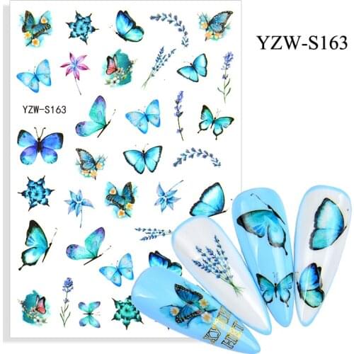3D Stickers for Nails Spring Summer Self-adhesive Stickers Butterfly Lavender Flowers Nail Art Decorations Nail Foil Accessories