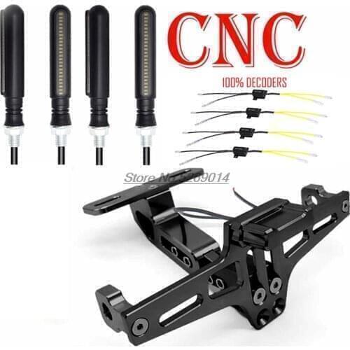 LED decoders CNC Motorcycle License Plate Cover For Xmax 300 Yamaha Benelli 302 Zzr 1400 Aprilia Shiver Bmw R80