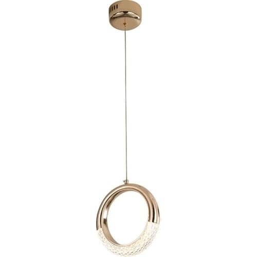 LED Pendant Light 20 CM Single Design Hanging Lamp Ring Circle Design Nordic Gold Bedside Lamp Dining Room Metal Electroplated