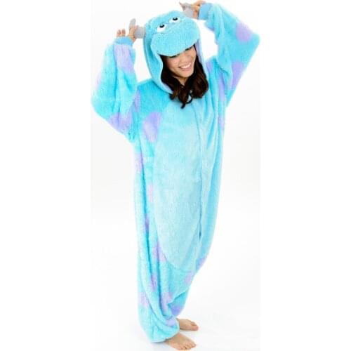 Unisex Adult Fleece Sullivan Mao Strange Pajama Sets Onesies Homewear Cosplay Pary Costumes For Carnival Halloween