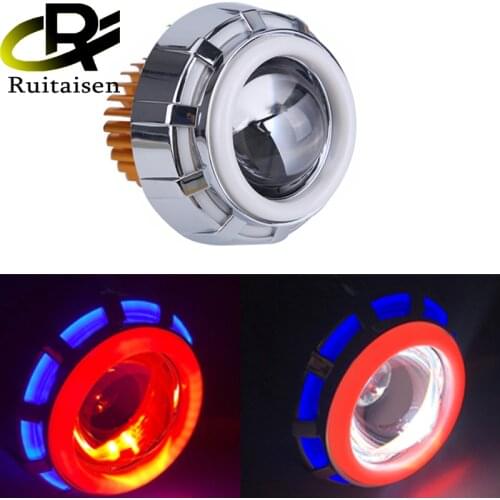 High Low Universal Motorcycle Double Angel Eyes Devil Headlights projector Led Bulb Led Chip Motorbike Fog Spot Light Headlamp