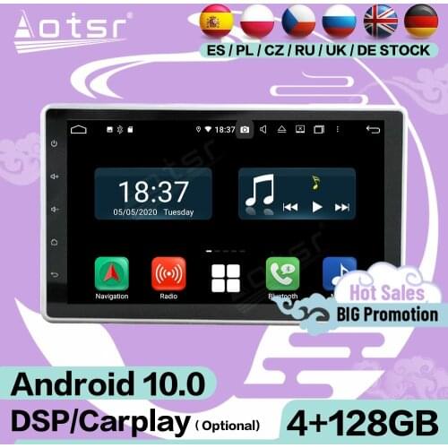 1 Din 6+128G Carplay Multimedia Auto Stereo Android 10.0 For Universal Car GPS Navigation Video Audio Radio Receiver Head Unit