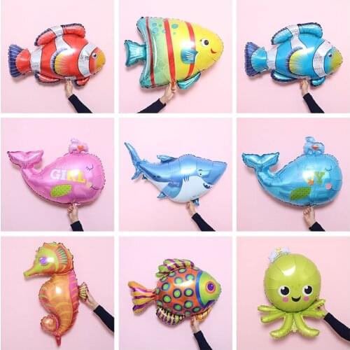 Sea animal balloon cartoon shark aluminum foil balloon floatable balloon whale lobster seahorse clown fish shark octopus balloon