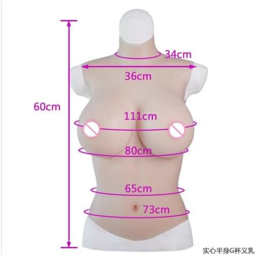 Top quality half body solid G cup boobs for crossdresser breast plate for cosplay Transgender Through SGS certification