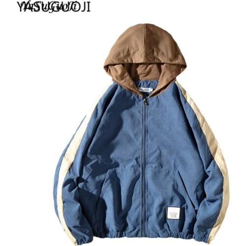YASUGUOJI Fashion Cartoon Print Jacket Men 2020 Streetwear Hooded Patchwork Thin Mens Jacket Plus Size Jackets Chaqueta Mujer