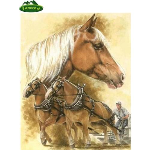 YUMEART DIY Diamond Painting Man and Wild Horses Animals Pattern Embroidery Cross Stitch Rhinestone Mosaic Painting Decor Gifts