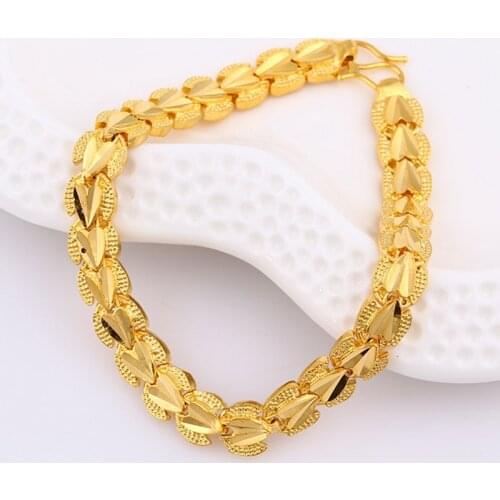 Womens Accessories Yellow Gold Filled Heart Link Chain Bracelet Gift