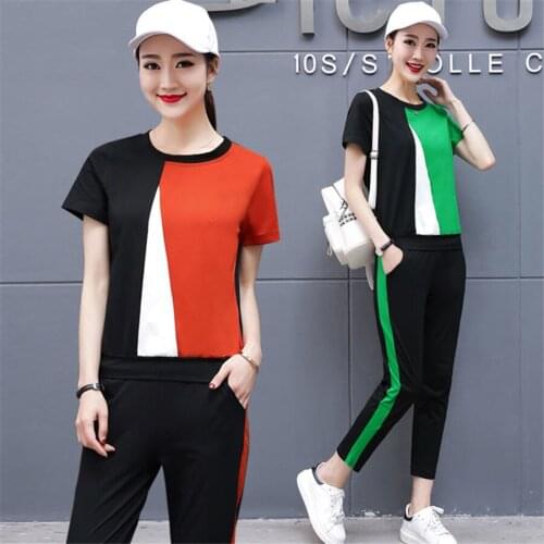 Women 2 piece sets 2020outfit tracksuit sportswear fitness co-ord set top and pants suits plus size summer clothing