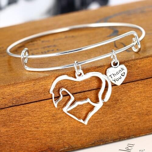 Thank You Horse Heart Charm Bangle Love Family Bracelet Souvenirs Women Friends Lover Bracelets Gift Wedding Bride Party Jewelry