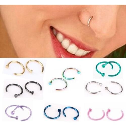 High quality fashionpersonality stainless steel female nose ring nail thin rod C-shaped Lipstuds EarBone Circle piercing jewelry