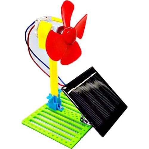 1Set Novel Solar Powered Electric Fans DIY Physics Motor Circuit Device Kit Science Toy Educational Physical Experiment Gift
