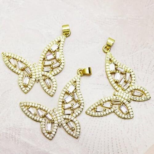 10Pcs Zircon butterfly charms jewelry pendant zircon butterfly jewelry charms pendants Handmade women accessories pendants 7319