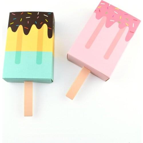 10pcs/pack Kids Party Favor Boxes Wedding Candy Box Drawer Gift Bag Gift Boxes Birthday Party Cartoon Ice Cream Shape