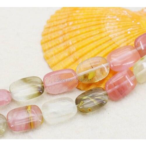 13X18mm Multicolor Watermelon Tourmaline Rectangle Accessories Craft Square Loose Beads Stone Fitting Female Gems Jewelry Making