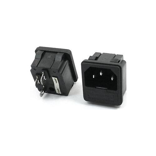 2pcs Panel Mount AC 250V 10A C14 Inlet Power Socket w Fuse Holer