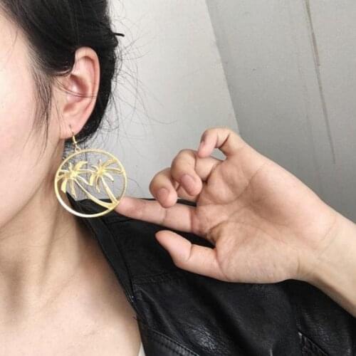 2017 Vintage Earrings Gold Earrings Brinco Personality Exaggerated Big Circle Earrings Trees Pierced Earrings For Women Brincos