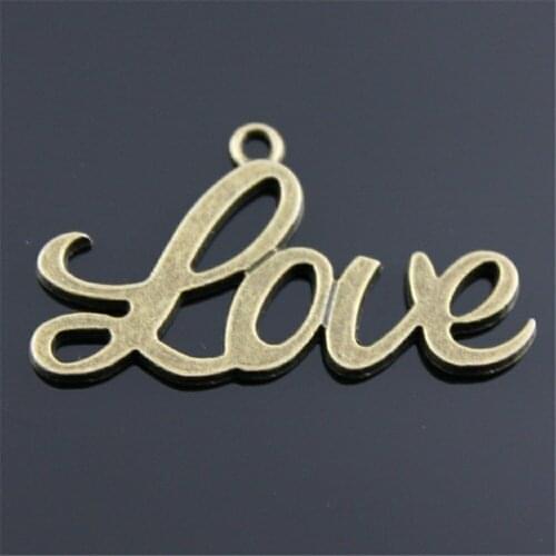 3pcs Charm Word Love Vintage Word Love Charms Pendant For Jewelry Making Antique Bronze Color Love Charms 18x40mm