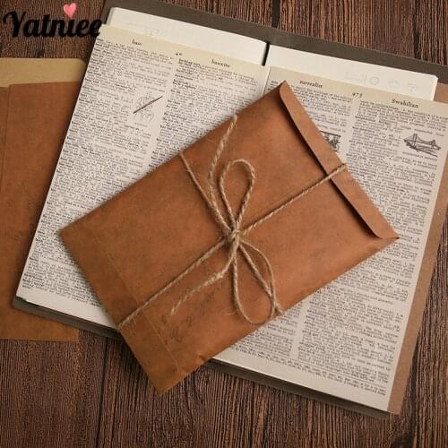 Yatniee 5pcs/set Retro Kraft Paper Envelope Postcard Storage Bag Wedding Invitation Envelope Gift Envelope