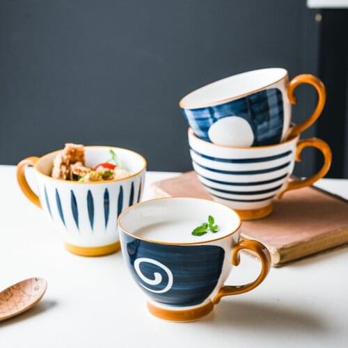 500ml Japan Style Large Ceramic Mugs Modern Home Table Decor Kitchen Office Drink Cup Big For Breakfast Cereal Coffee Milk Water