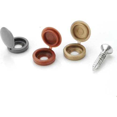 500Pcs Practical Hinged Plastic Screw Fold Snap Protective Cap Button Nuts Cover Bolts Protect Furniture Exterior Decor Hardware