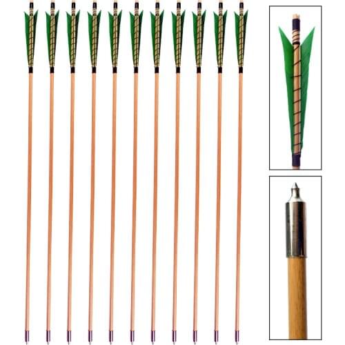 6/12/24pcs Archery Handmade 80cm Wooden Arrows Turkey Feathers For Recurve Bow/Composite Bow Hunting