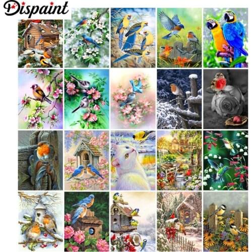 Dispaint Diamond Painting "Animal bird flower" DIY 5D Diamond Embroidery Sale Full Set Rhinestone Cross Stitch Home Decor