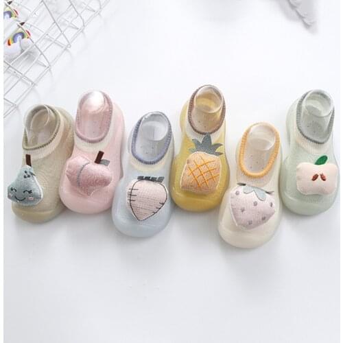 Baywell Breathable Cartoon Childrens shoes Baby Boy Girl Soft Sole Rubber Indoor Shoes Baby Shoes Cute Fruit Anti-slip Booties