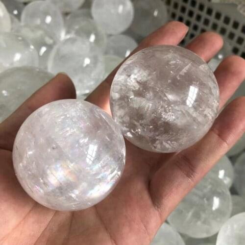 White Iceland Sphere Natural Stones Quartz Crystal Gemstones Ball Healing Decoration