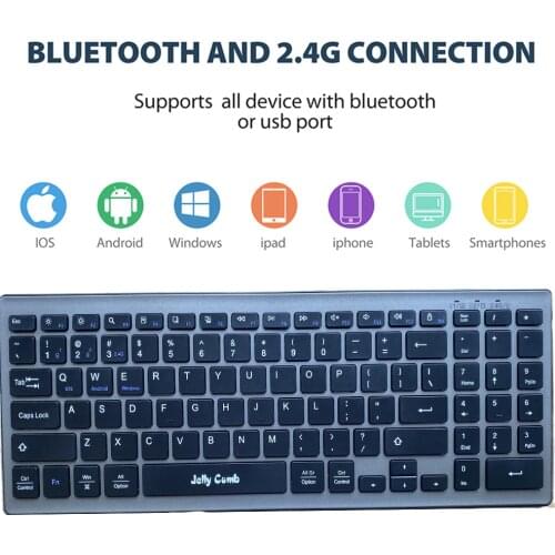 Jellycomb 2.4G Wireless Keyboard for Laptop Computer Multi-Device Three-Channel Multi-Media Wireless Bluetooth Keyboard