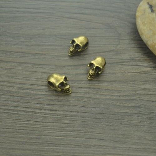 10 pcs antique bronze metal big hole skull beads Fit European bracelet Jewelry making 17*10*8mm 4297B