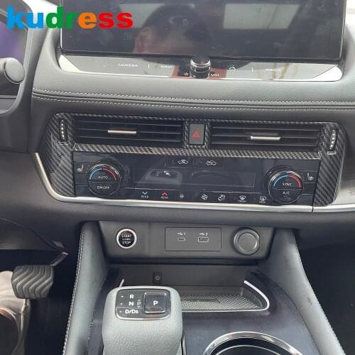 For Nissan Rogue X-trail 2021 2022 Carbon Fiber Center Control Air Vent Outlet Cover Trim AC Frame Car Interior Accessories LHD