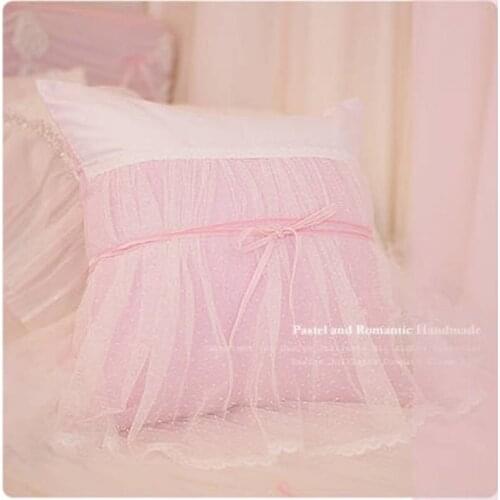 Elegant cushion cover pillowcase princess lace solid pink cushions covers wedding decoration no cushion core car bedroom textile