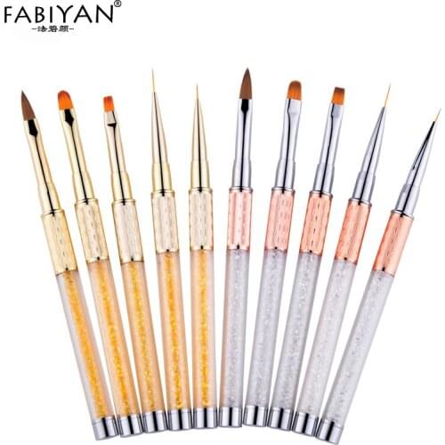 Manicure Diy Tool Nail Art Liner Painting Drawing Brush Pen Rhinestone Crystal Metal Acrylic Tips UV Gel Polish Builder