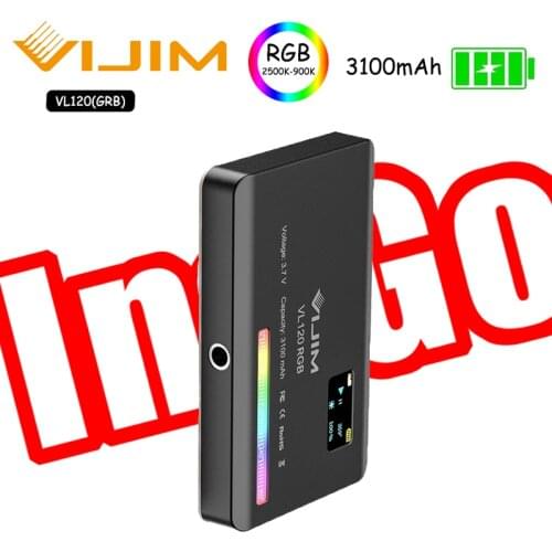 Ulanzi VL120 RGB Mini LED Compact Video Light with Display Screen Diffuser Mini Camera RGB Light Smartphone Selfie Lighting