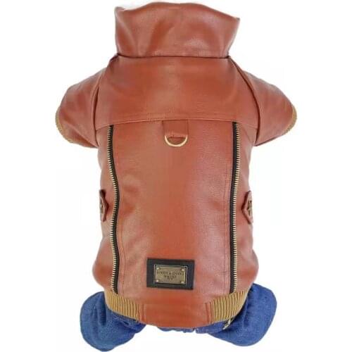 Coffee Russia Leather Punk Style Pet Dogs Coat Small Dog Jacket Coat New Dogs Clothing