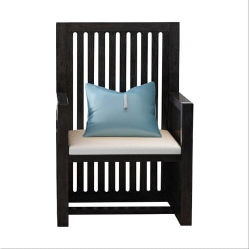 Hotel living room armchair hotel apartment solid wood leather chair tea table combination black corner table