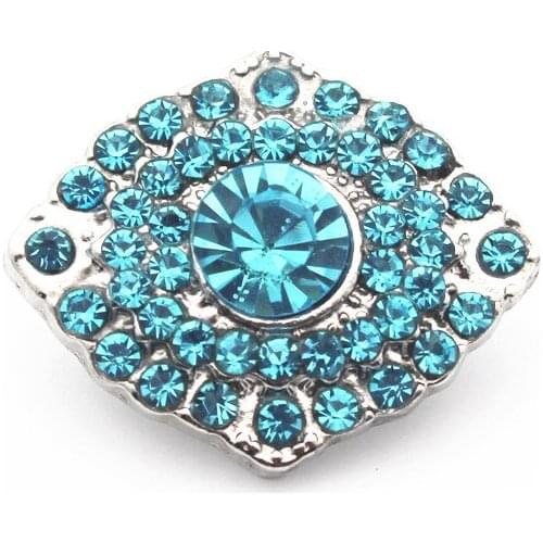 Hot Sale 3pcs/lot New Snap Button Jewelry Metal Rhombus Blue Crystal Snap Charms Fit 18mm/20mm DIY Snap Button Bracelet