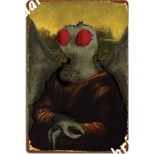 Mothman Mona Lisa Metal Sign Pub Club Bar Wall Plaque Custom Tin Sign Poster
