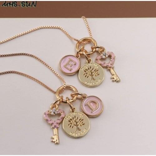 MHS.SUN Newest Fashion 26 Alphabet Necklace Girls Charm Keys Pendant Necklace DIY Kids Child Letter Chain Jewelry Party Gift 1PC