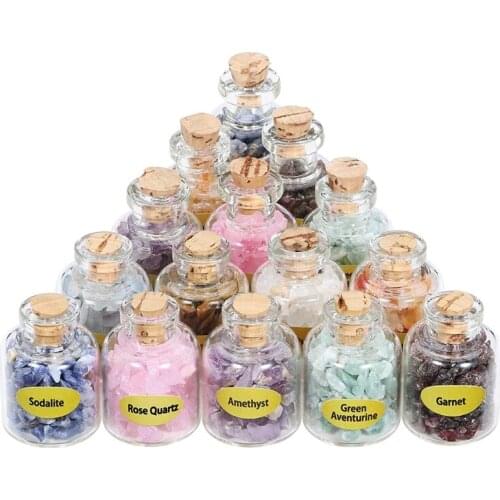 9 Bottles Mini Gemstone Bottles Chip Crystal Healing Tumbled Gem Reiki Wicca Stones Set Semiprecious Gem Stones Decor
