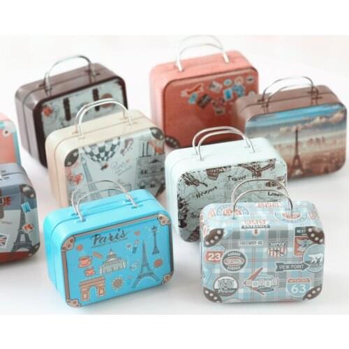Small Vintage Party Rectangle Suitcase Luggage Shaped Candy Box Wedding Party Favor Gift Boxes LX1548