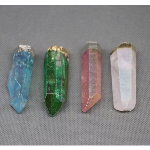 New Quartz Pendant Angel Cluster Aura Titanium Druzy Quartz Crystal Point Pendant Bead Gold Electroformed Dryzy Pendant