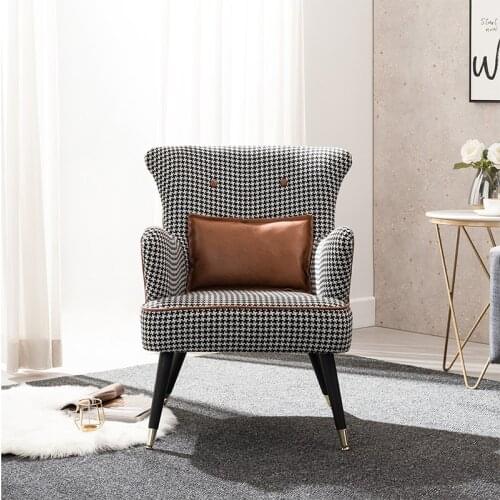 Nordic Style Houndstooth Single Sofa Chair Modern Minimalist Living Room Tiger Chair Bedroom Furniture Balcony Lazy Leisure Sofa