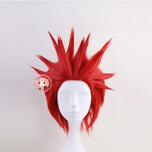 My Hero Academia Cosplay Wig Kirishima Eijiro 35cm Short Straight Heat Resistant Synthetic Hair for Man Boys Anime Cos Wig Red