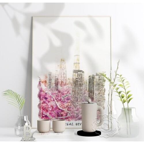 Watercolor City Nevada Las Vegas Poster, Beautiful Nevada Scenery Art Print, World Travel Las Vegas Wall Stickers Home Art Decor