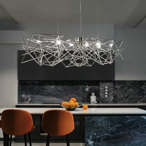 American luxury LED chandelier lighting living room stainless steel hanging lamp simple Nordic restaurant Nakajima chandelier