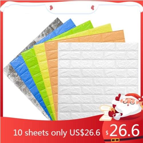Self-adhensive 3D Wall Stickers DIY Brick Living Room TV Sofa Background Wall Decor PE Foam Waterproof Wallpapers For Kids Room