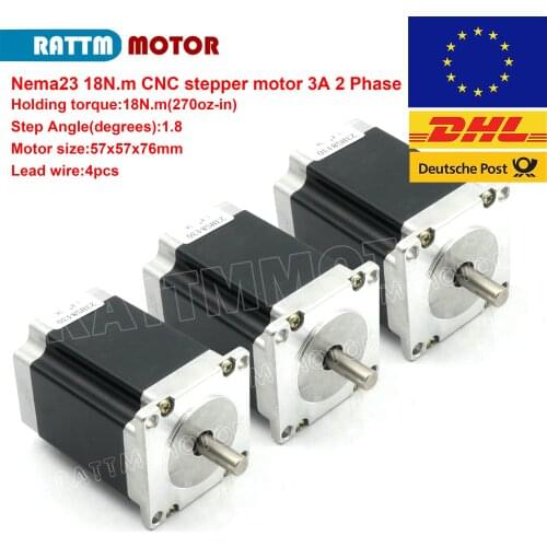 3pcs Nema 23 stepper motor 57x76mm 23HS8430 1.8Nm 270 Oz-in 3A 4 wires for 3D printer parts CNC engraving milling machine