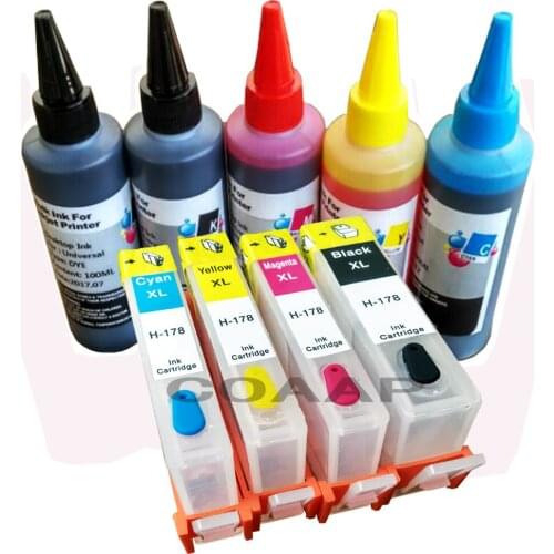 Compatible HP 178 XL kit cartridge + Dye 500ML Inks + ARC chip For HP Photosmart B109 B110 B210 C309 C310 C410 D5468 D5463 D5460